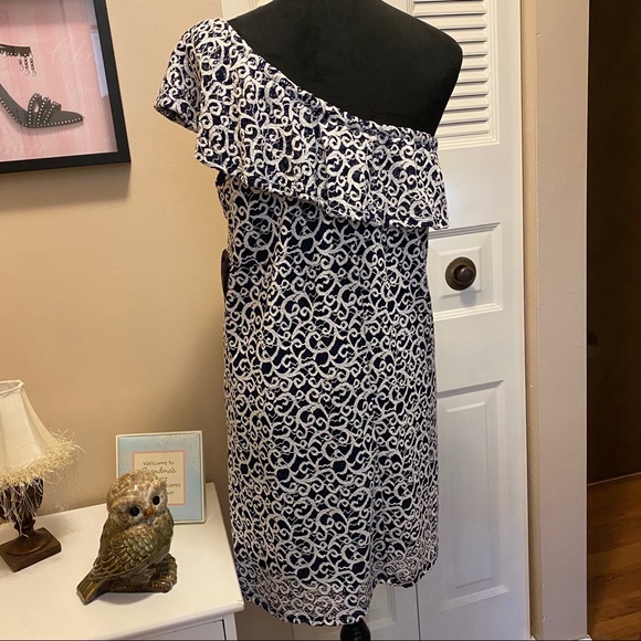 Bebop Lace One-Shoulder Ruffle Mini Dress - Picture 7 of 8